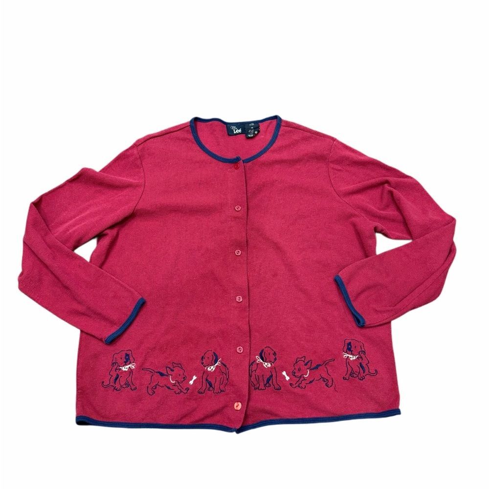 ❤️ Ms. Lee‎ Women’s Burgundy Red Sweater | Puppy Dog Embroidery | Size 1X ❤️